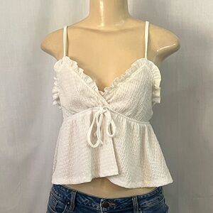 White Ruffle Wrap Top